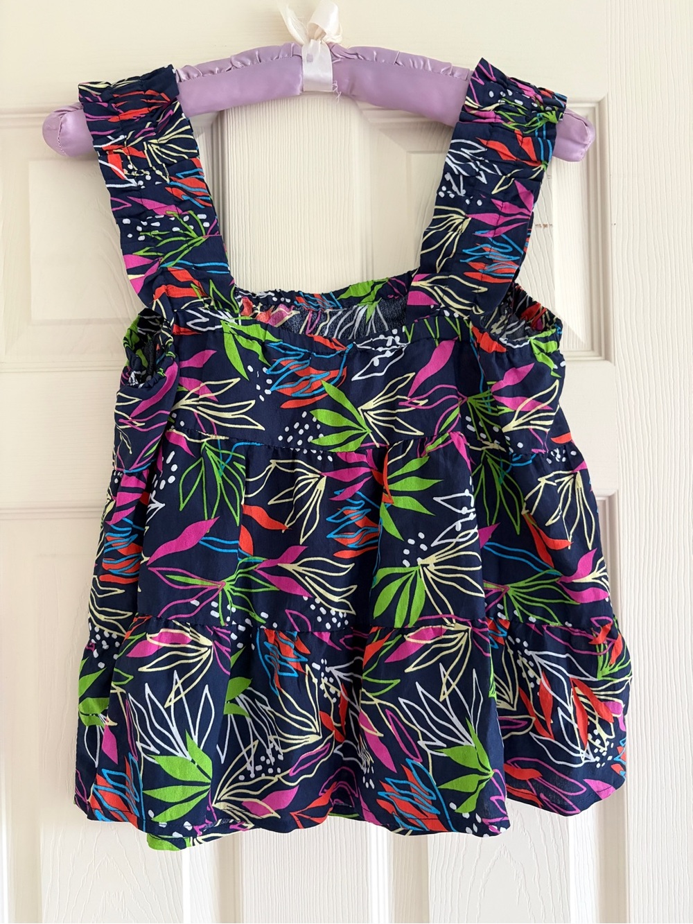 THML Navy Floral Tiered Summer Tank Top Women Size Small